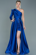 Long Sax Blue Satin Evening Dress ABU2606