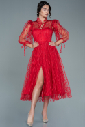 Midi Red Evening Dress ABK1502