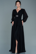 Long Black Chiffon Evening Dress ABU2636