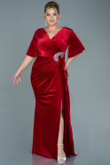 Long Red Velvet Oversized Evening Dress ABU2645