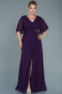 Long Dark Purple Chiffon Plus Size Evening Dress ABU2577
