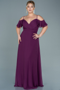 Long Plum Chiffon Oversized Evening Dress ABU2623