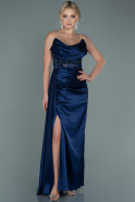 Long Navy Blue Satin Evening Dress ABU2582