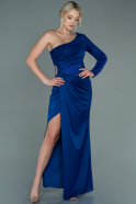 Long Sax Blue Satin Evening Dress ABU2659