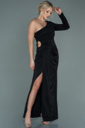 Long Black Satin Evening Dress ABU2659