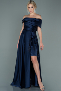 Long Navy Blue Satin Evening Dress ABU2584