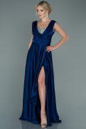 Long Navy Blue Satin Evening Dress ABU2662