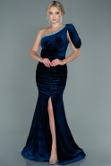 Long Navy Blue Velvet Night Dress ABU2654
