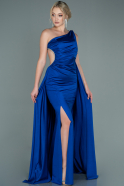Long Sax Blue Satin Evening Dress ABU2622