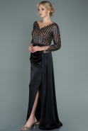 Long Black Satin Evening Dress ABU2665
