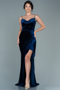 Long Navy Blue Velvet Evening Dress ABU2667