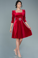 Short Red Velvet Invitation Dress ABK1514