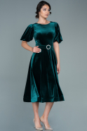 Midi Emerald Green Velvet Evening Dress ABK1516