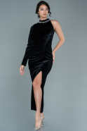 Midi Black Velvet Evening Dress ABK1519