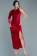 Midi Red Velvet Evening Dress ABK1519