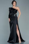 Long Black Satin Evening Dress ABU2676
