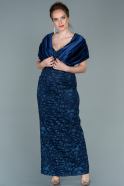 Long Navy Blue Plus Size Evening Dress ABU2685