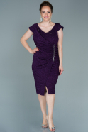 Midi Dark Purple Plus Size Evening Dress ABK1528