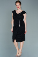 Midi Black Plus Size Evening Dress ABK1528