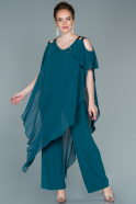 Emerald Green Long Chiffon Plus Size Evening Dress ABT079