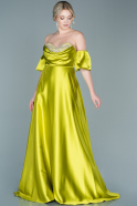Long Pistachio Green Satin Evening Dress ABU2614