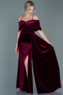 Long Burgundy Velvet Evening Dress ABU2689