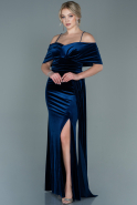 Long Navy Blue Velvet Evening Dress ABU2689