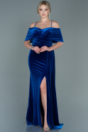 Long Sax Blue Velvet Evening Dress ABU2689