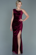 Long Burgundy Velvet Evening Dress ABU2687