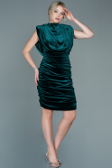 Short Emerald Green Velvet Invitation Dress ABK1533