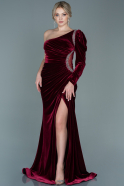 Long Burgundy Velvet Evening Dress ABU2696