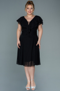Short Black Chiffon Plus Size Evening Dress ABK1536