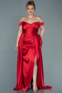 Long Red Satin Plus Size Evening Dress ABU2670