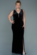 Long Black Velvet Plus Size Evening Dress ABU2679