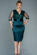 Short Emerald Green Plus Size Evening Dress ABK1524