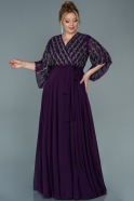 Long Purple Chiffon Plus Size Evening Dress ABU2700