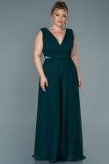 Emerald Green Chiffon Plus Size Evening Dress ABT082