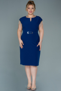 Midi Sax Blue Plus Size Evening Dress ABK1526