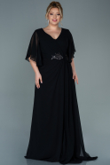 Long Black Chiffon Plus Size Evening Dress ABU2683
