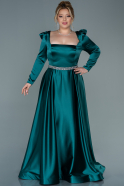 Long Emerald Green Satin Plus Size Evening Dress ABU2684