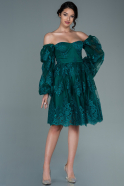 Short Emerald Green Laced Invitation Dress ABK1549