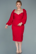 Midi Red Oversized Evening Dress ABK930