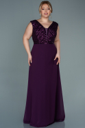 Long Purple Chiffon Plus Size Evening Dress ABU2762
