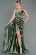 Long Olive Drab Satin Evening Dress ABU2768
