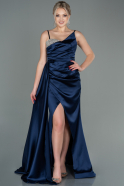 Long Navy Blue Satin Evening Dress ABU2768