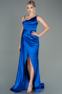Long Sax Blue Satin Evening Dress ABU2768