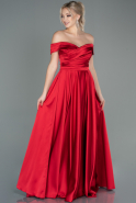 Long Red Satin Evening Dress ABU2750