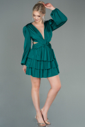 Short Emerald Green Satin Invitation Dress ABK1561
