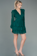 Short Emerald Green Chiffon Invitation Dress ABK1571