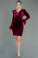 Mini Burgundy Velvet Invitation Dress ABK1563